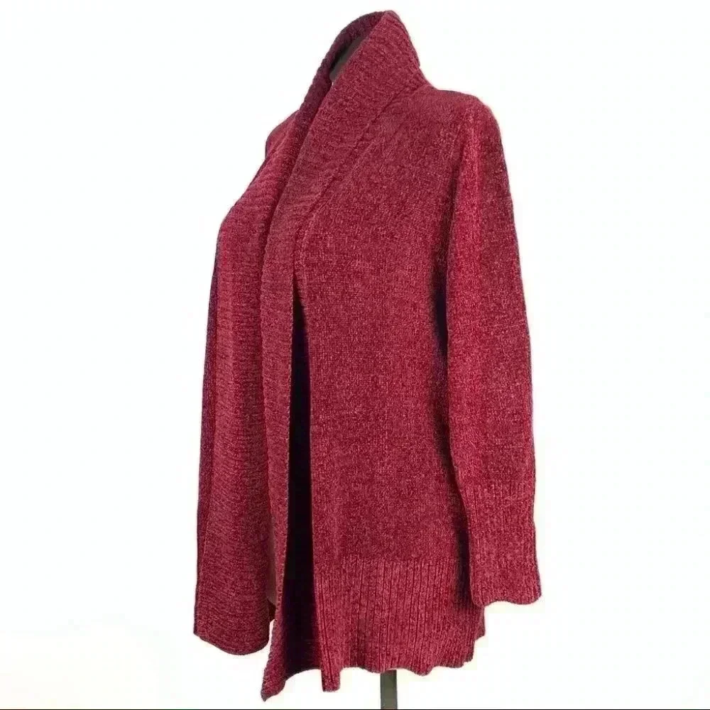 Seven Womens sweater size XXL red chenille open front cardigan